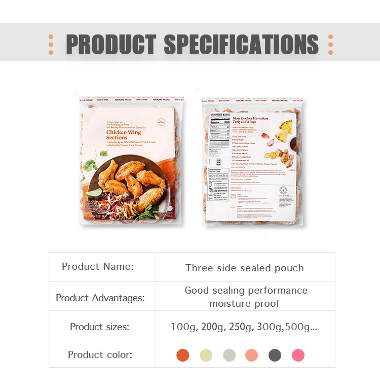 Food Grade Laminated Vacuum Packaging Bag For Fried Chicken Meat For Freezer