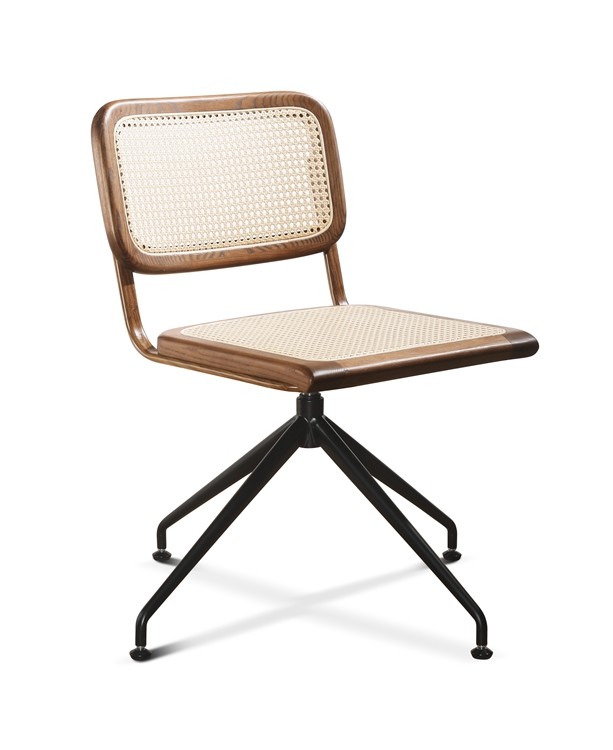 80cm Rattan Study Home Office Desk Chair 46 X 47 X 75 Cm Walnut Color