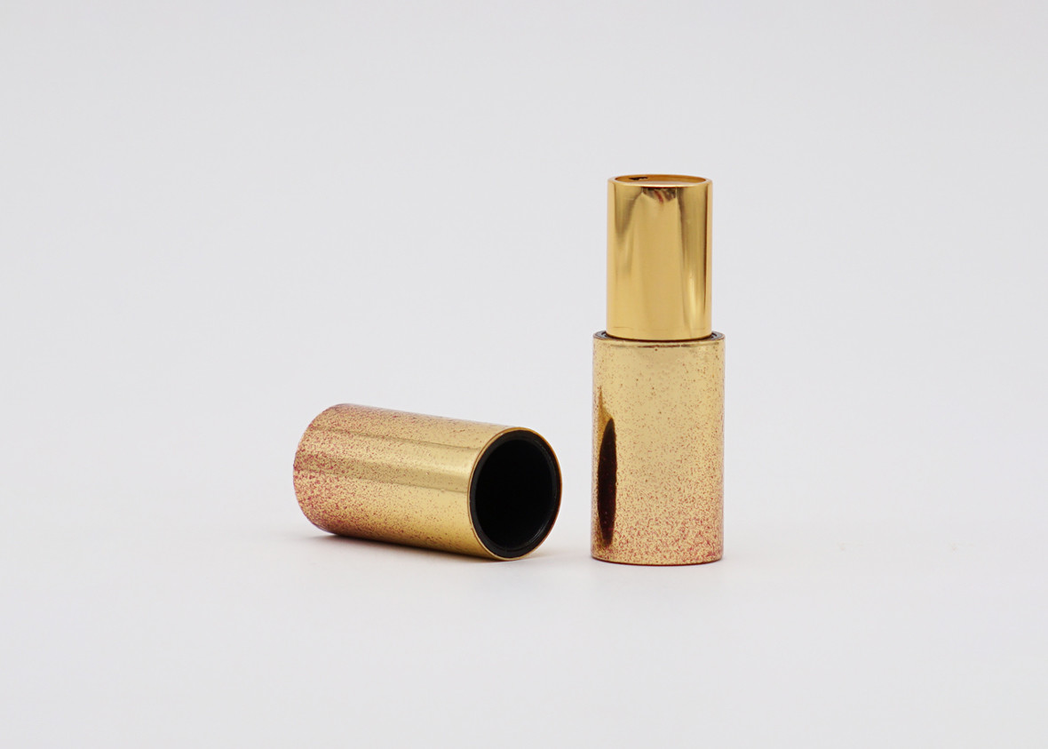 Screen Printed Gold Aluminum Empty Lipstick Tube , ABS Aluminum Lip Balm Tubes