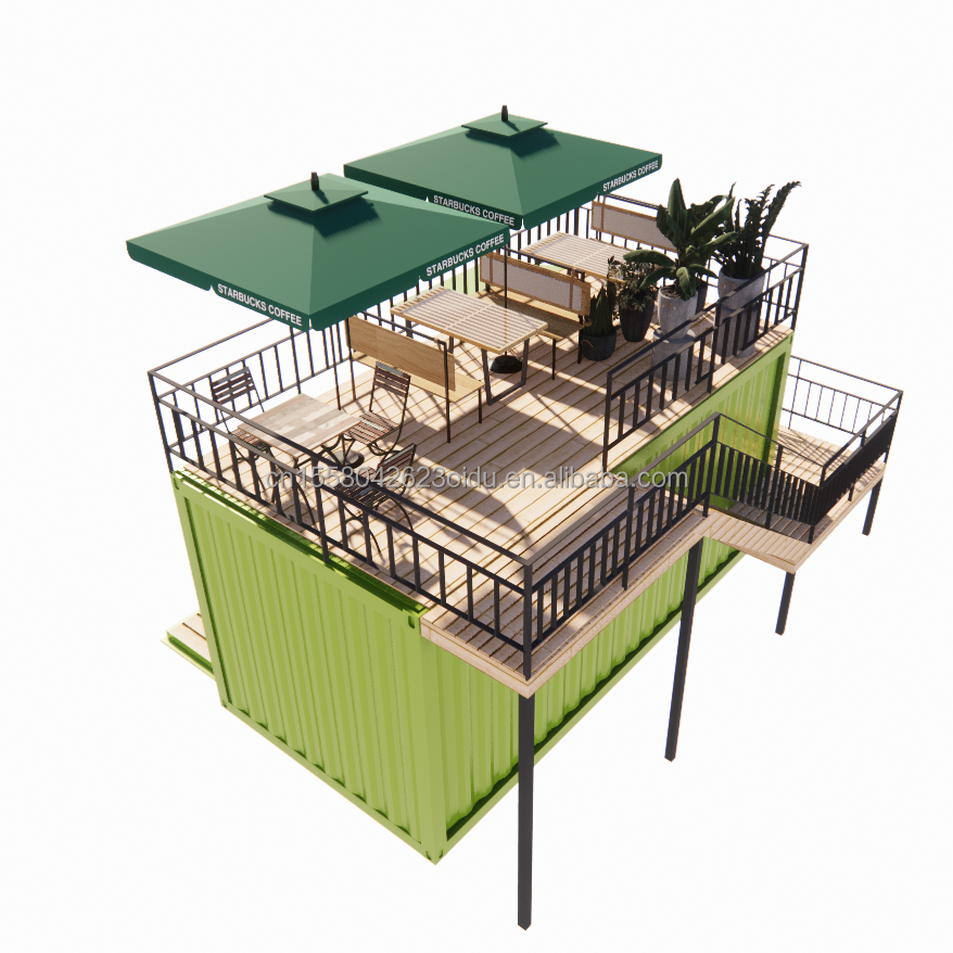 Bathroom 20ft Portable Kiosk Modified Prefab Modular Coffee Shop Shipping Container Bar Tiny House in Modern Design Style
