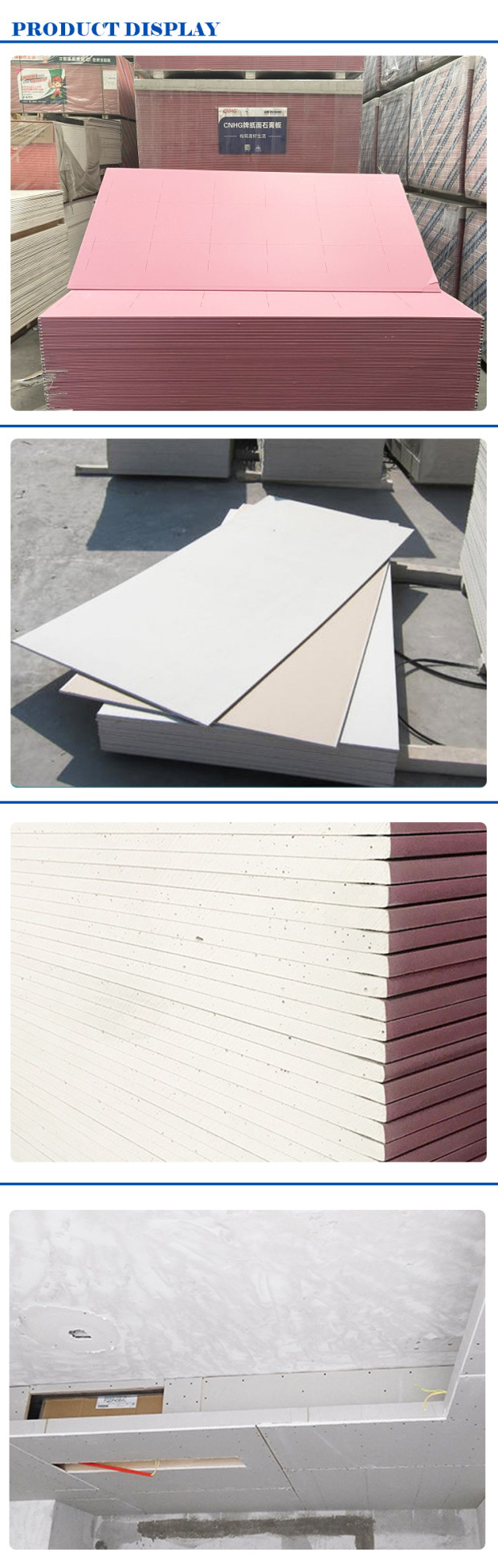 Pink Ceiling Decor Gypsum Plasterboard 7.5mm Fireproof for Apartment