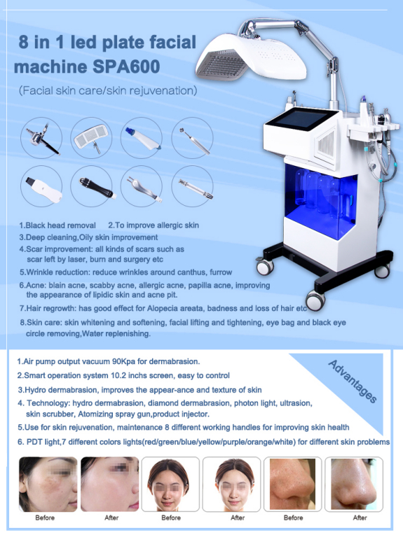 Hot Selling 8 Head Facial Beauty Machines Professional Portable Oxygen Facial Machine