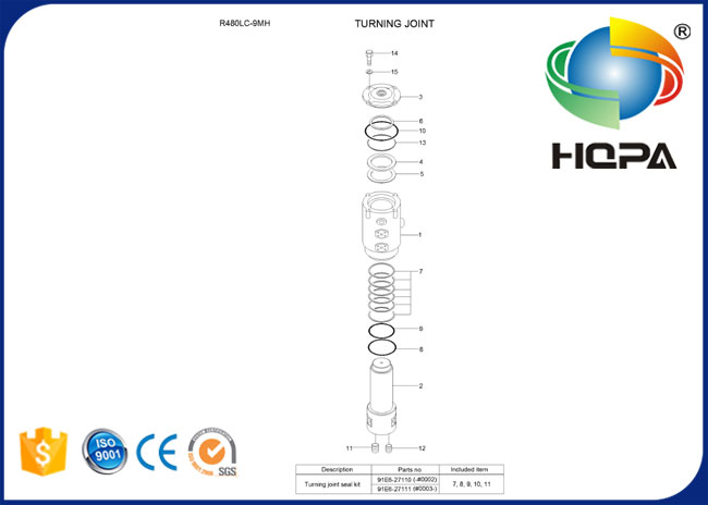 91E6-27111 Turning Joint Seal Kit for Excavator Hyundai R480LC-9