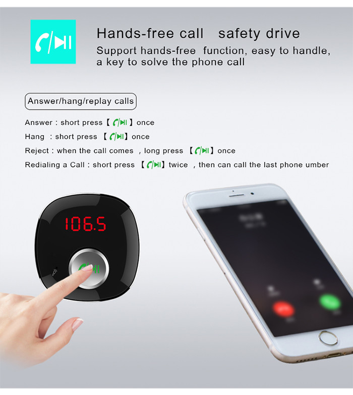 Fashion Bluetooth Car Charger / Universal Smartphone Charger Line Audio Input