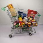 PU Wheels Grocery Shopping Trolley 210L Metal Shopping Cart With Beverage