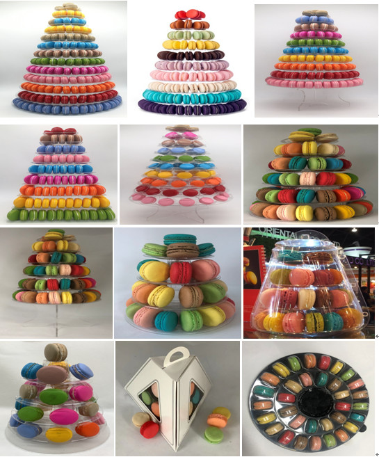 25cm Round Plastic Macaron Packaging 35pcs Clear 4 Tier Dessert Tower