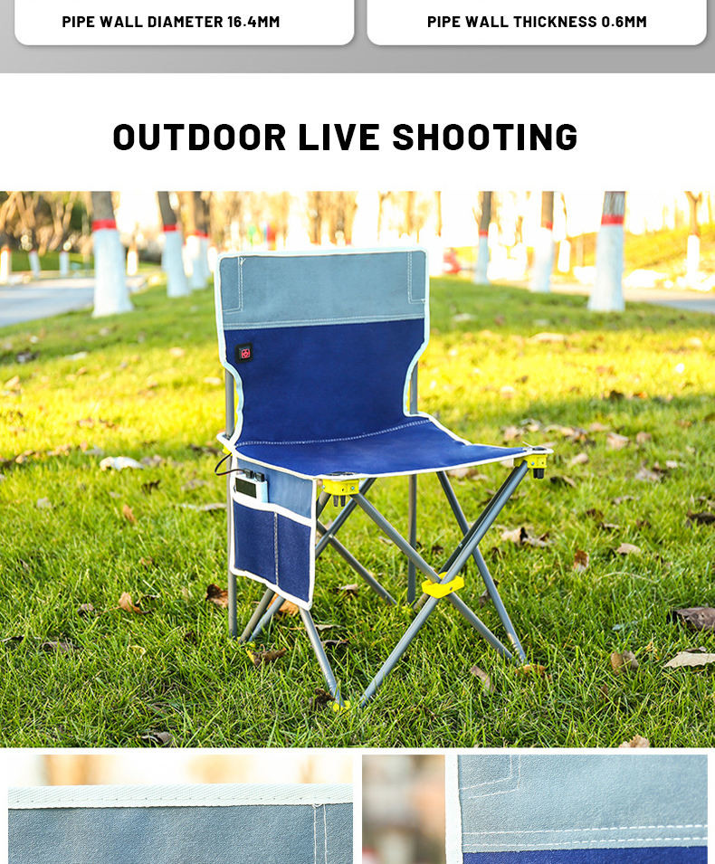 45cm Heated Folding Camp Chair Hunting And Fishing Camping 150kg