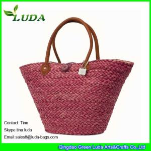 Quality LUDA discounted designer handbags red wine women straw beach handbags wholesale