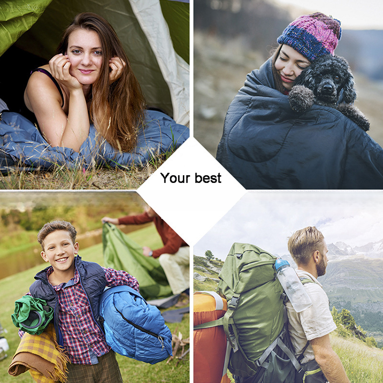 Outdoor Camping Essential Customized Colors Waterproof Big Sleeping Bag with Warm Cotton