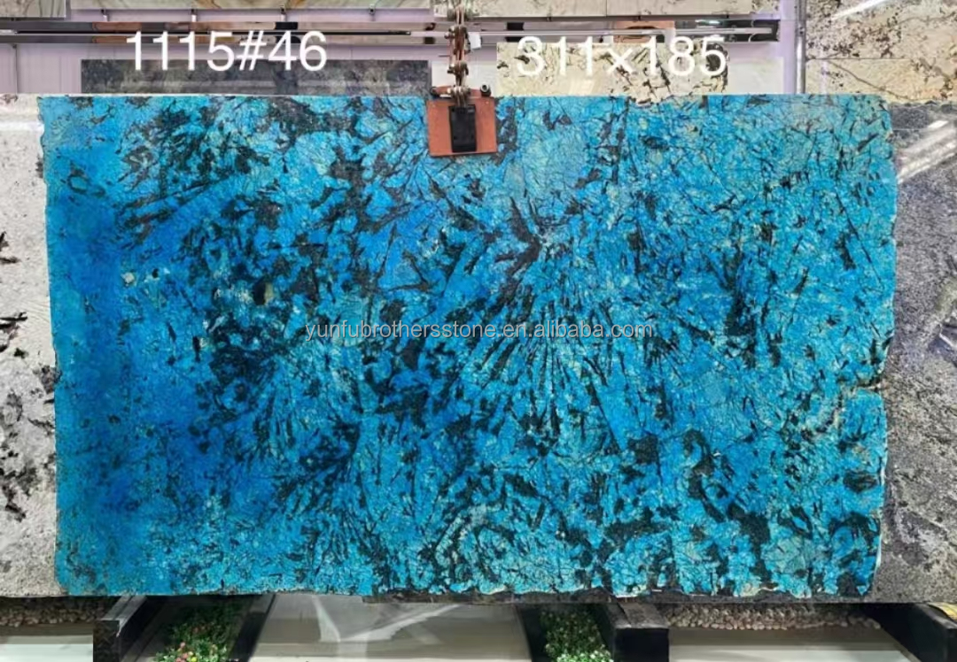 Modern Luxury Fantasy Blue Stone Calcite Marble Dining Table Top with Polished Finish