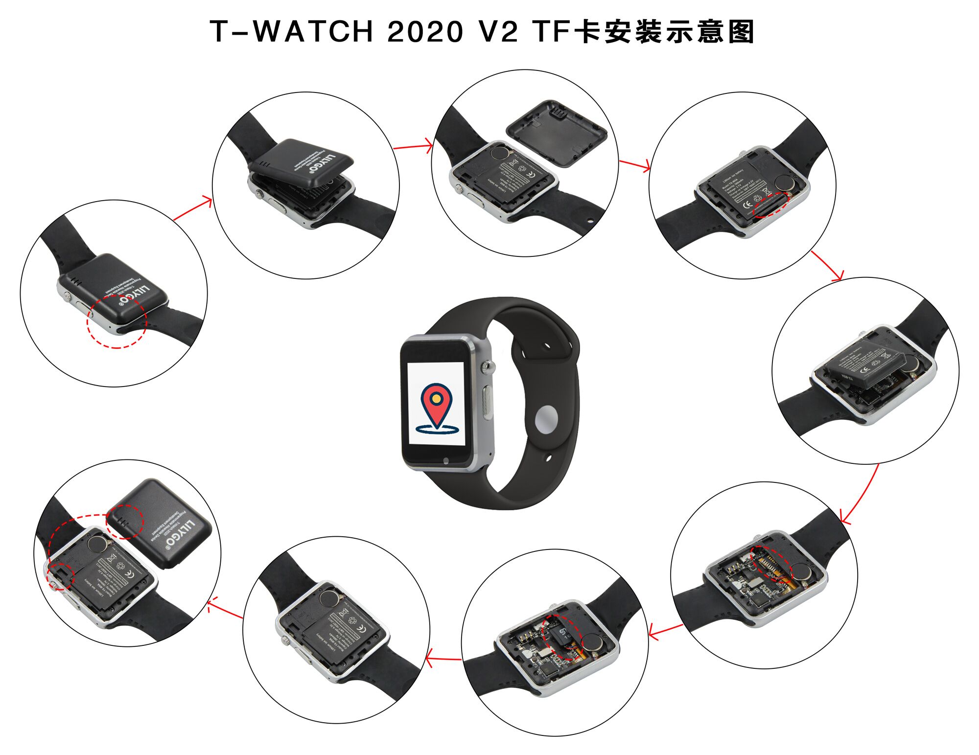 T-WATCH-2020 BT Module 5.0 GNSS ESP32 LILYGO T-WATCH-2020 V2 GPS IPS Touch 1.54 Inch MCU32