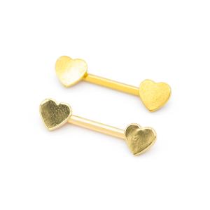 Quality Smooth Surface Gold Nipple Piercings Jewelry Heart End 14G 1.6mm wholesale