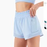 Summer Antibacterial Mesh Double Layer Active Yoga Shorts Workout Pocket Shorts