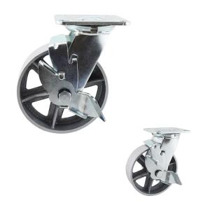 China 150mm  616LBS Load Capacity Hollow Cast Iron Swivel Plate braked swivel castors on sale
