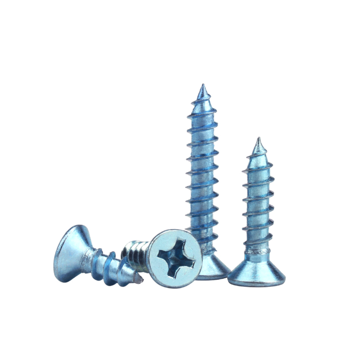 OEM Customized Carbon Steel Blue Zinc Plated Countersunk Head Self-Tapping Screws