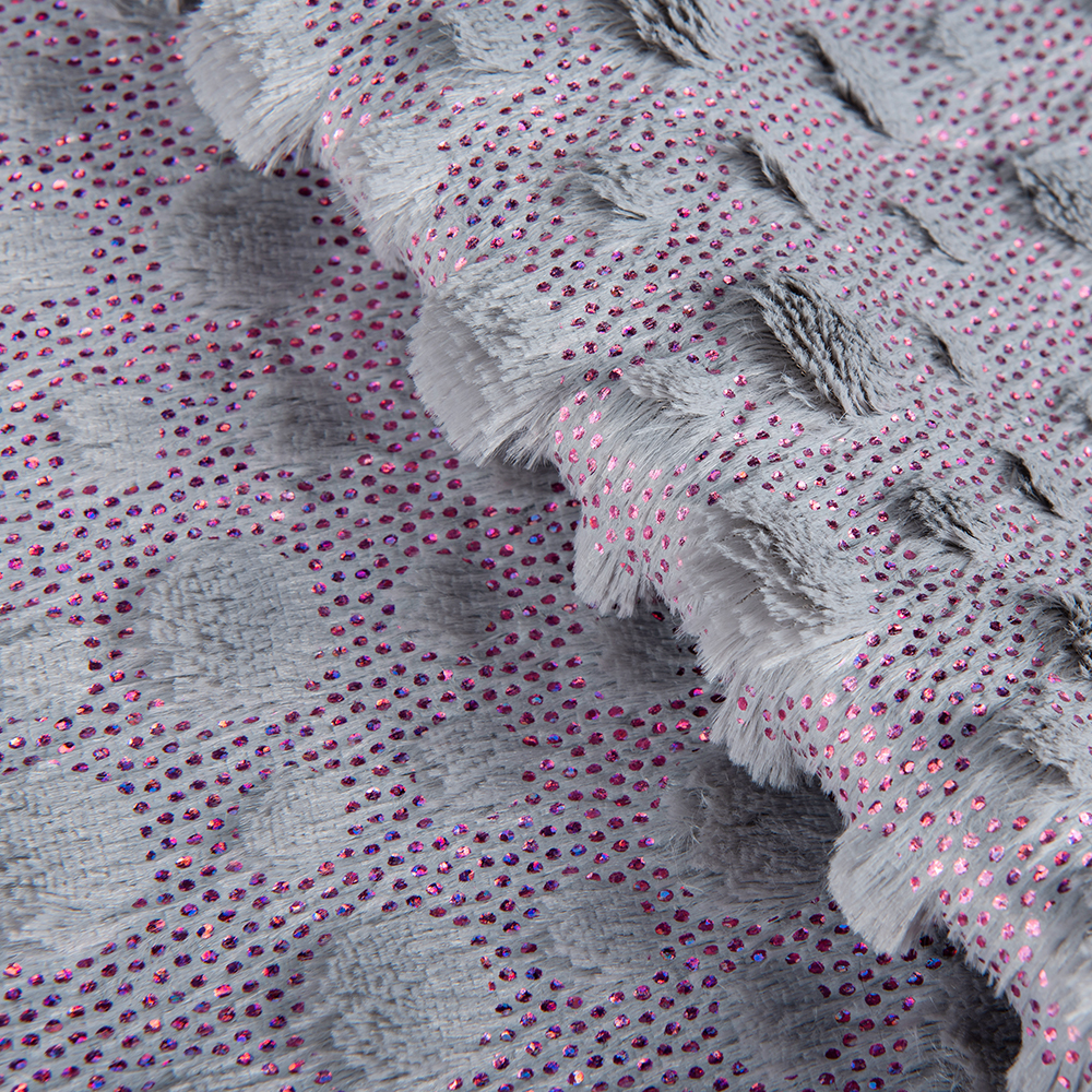 Brushed Pattern Sparkling Sequins Polyester PV Plush Fabric for Soft Toys and Home Textiles 100% Polyester