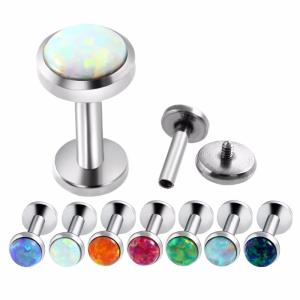 Quality 8mm 16G Internally Threaded Jewelry G23 Titanium Opal Labret Stud wholesale