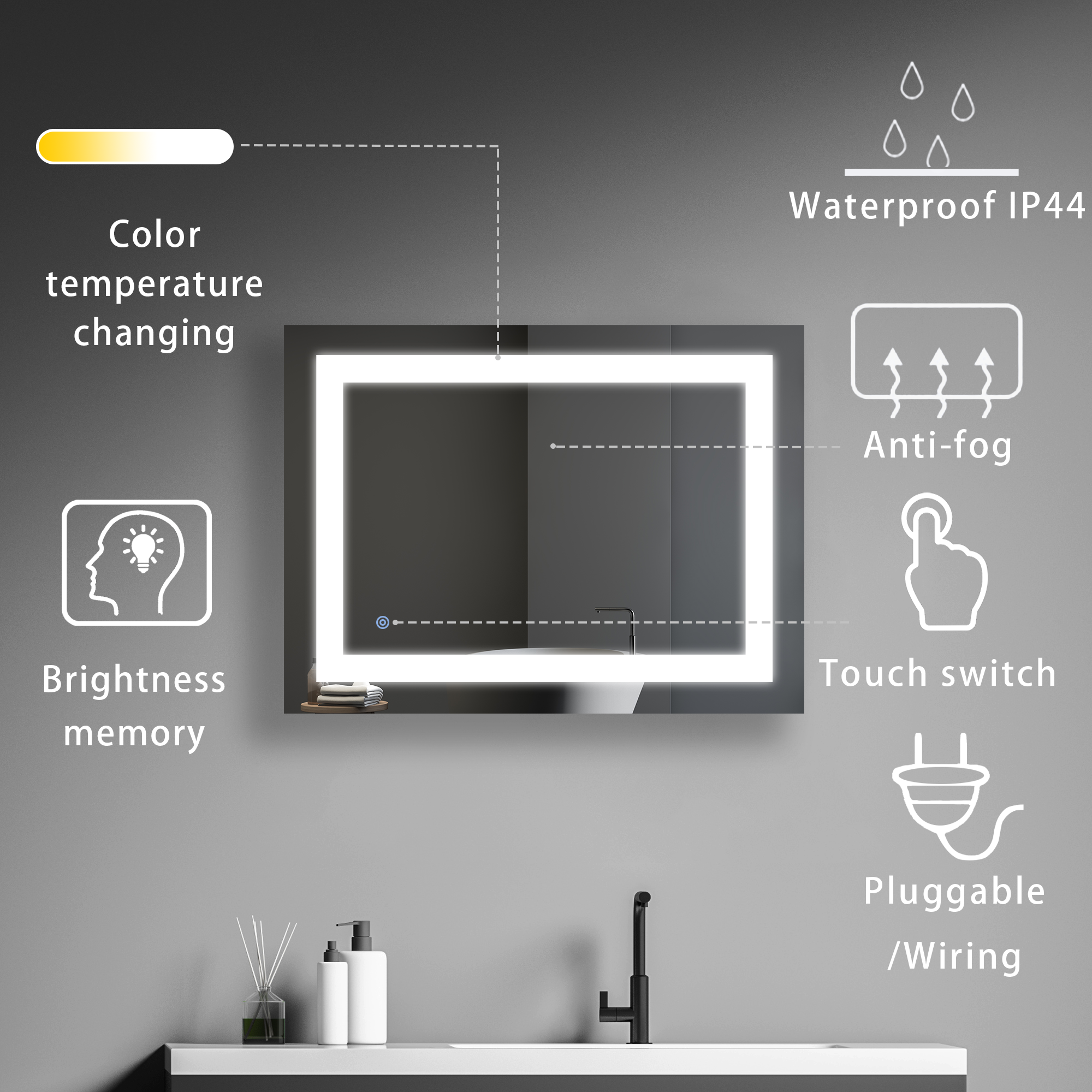 Graceful Hotel Bathroom LED Mirror with Custom Light Feature and Modern Luxury Design