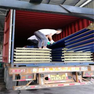 Quality blue color 50mm thickness 11.9m long rock wool sandwich panel for warehouse wholesale