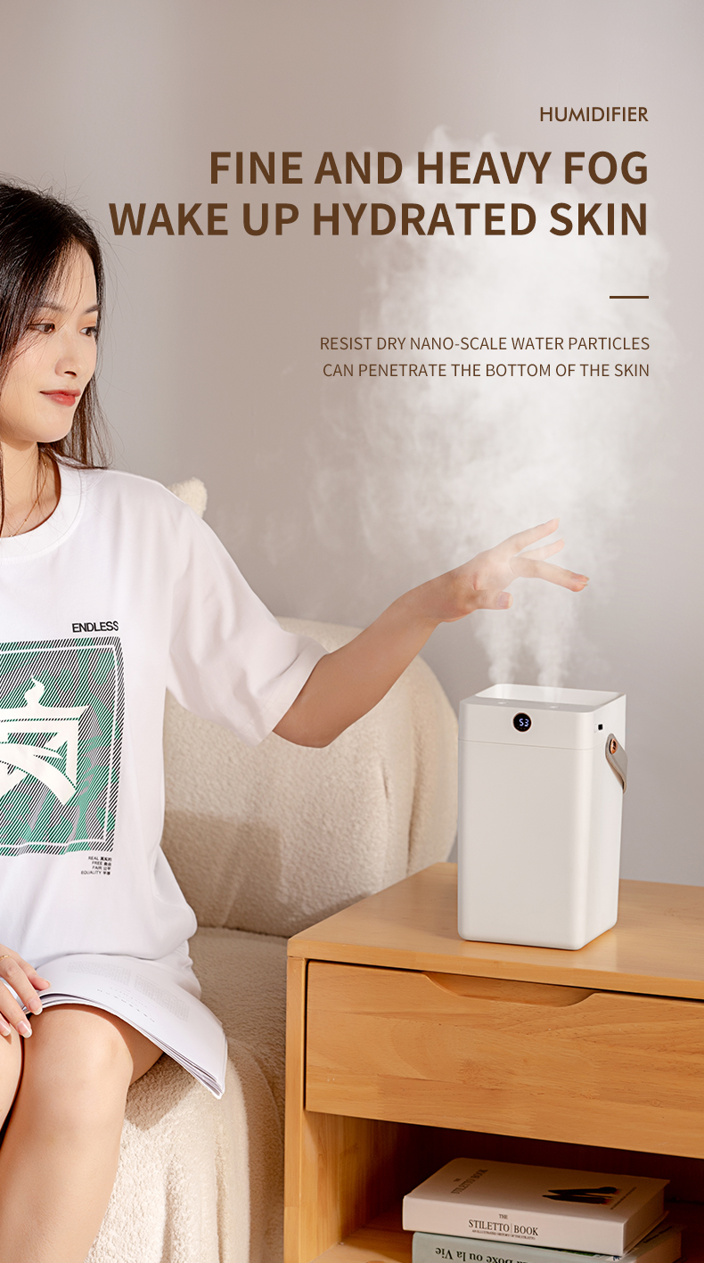 3L Large capacity Double Spray Diffuser Humidity Cool Mist Nebulization Air Humidifier With Digital Screen Display