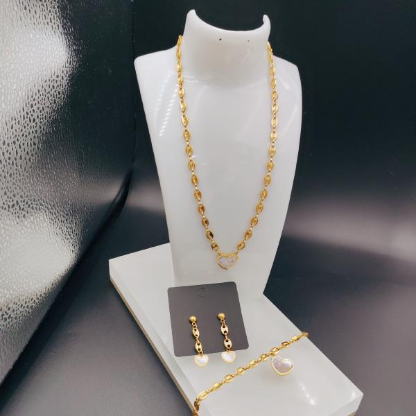 New Arrival Trendy Lines Newest Gold Color Stainless Steel Earring ,Necklace ,