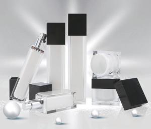 Quality PMMA Acrylic Square Cube Skincare 15ml Cosmetic Bottles / 30g Jars wholesale
