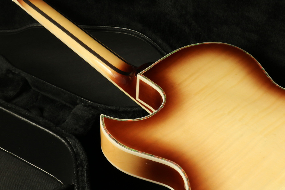 High Quality tabacco thick hollow body abalone inlay single cutaway electric guitar Guitar