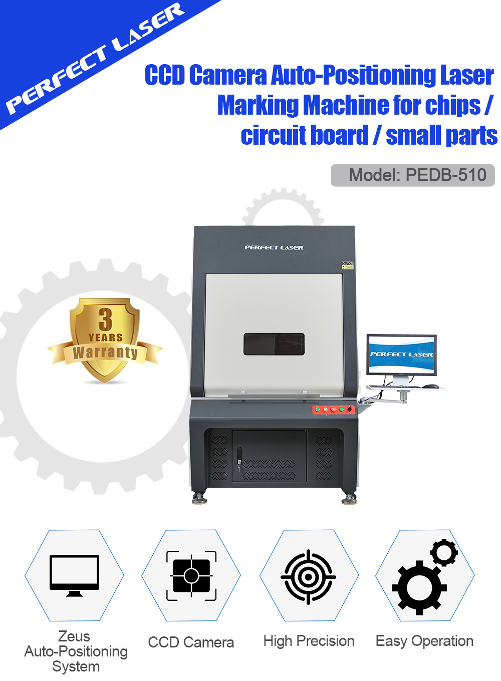 LCD Control Automatic CCD Camera Fiber Laser Marker Machine For Aluminum Brass