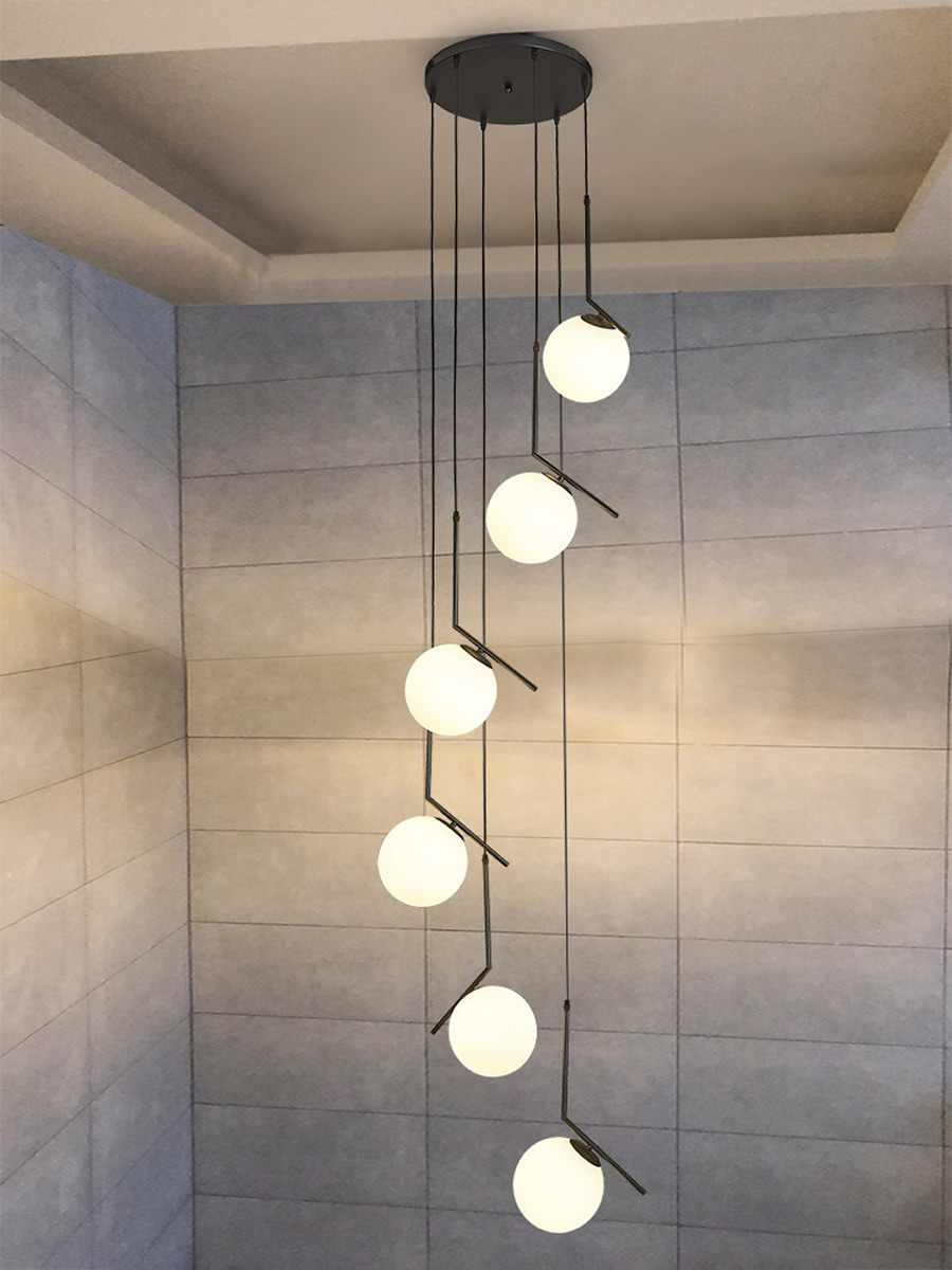 Long Pendant Lamp Modern Nordic Spiral Stair Hanging Light Dining Living Room Hotel Chandelier（WH-NC-69)