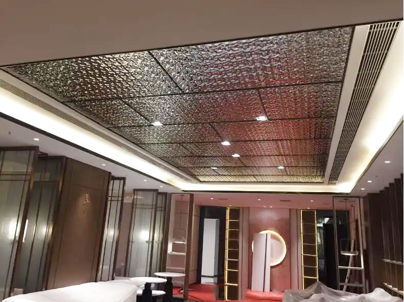 SS304 Water Ripple Clip In Ceiling Hotel Decoration Ceiling Panel