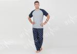 Two Piece Mens Luxury Sleepwear 100% Combed Cotton Jersey Pyjamas Classic Style