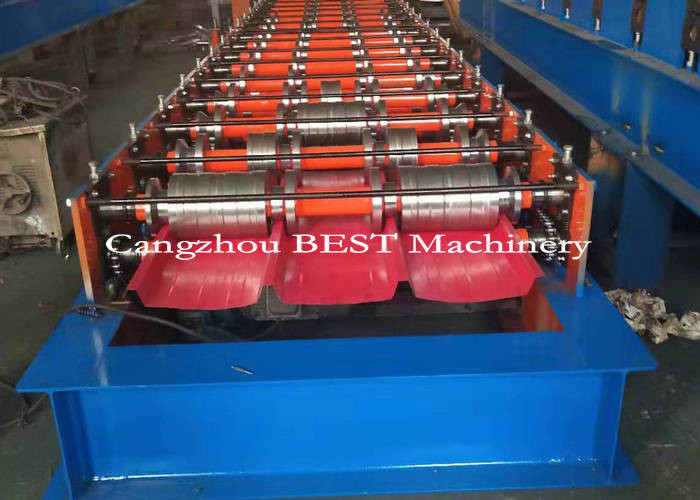 Metal Roll Forming Roofing Sheet Machine PPGI / GI Material With PLC Control