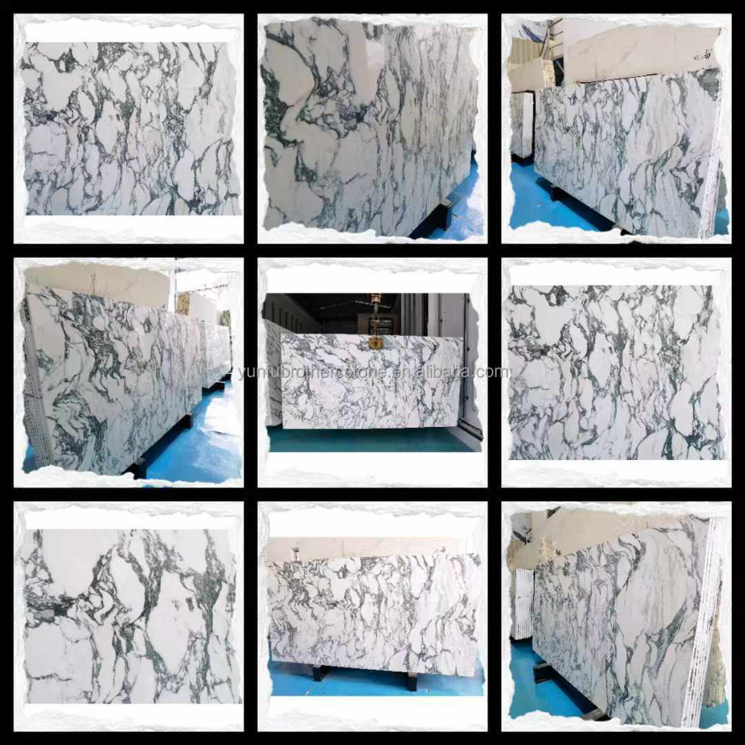 Wall and Flooring Modern Design Snow White Marble Table Top with Brown Veins