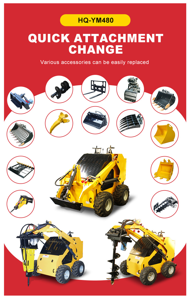High Load Moment Mini Skid Steer Loader Robust Performance for Construction Site