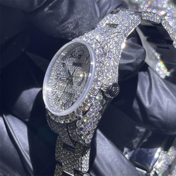 31mm White Loose Moissanite Diamond Watch Gem Stone Moissanite Watch Rolex For