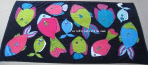 Quality 100% cotton printed beach towel , velour , 100x180cm , gsm450 wholesale