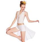 Lyrical Costume Half Skirt Biketard Halter Neck Dance Dress Performance