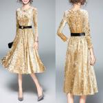 A-line Long Sleeve elegant office dresses for lady