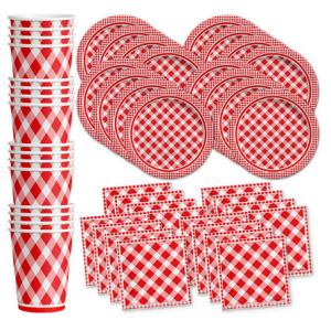 Quality Red Gingham Compostable Party Supplies wholesale