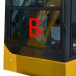 PC56-7 PC56 Front Down Komatsu Excavator Glass Replacement Tempered Position.B