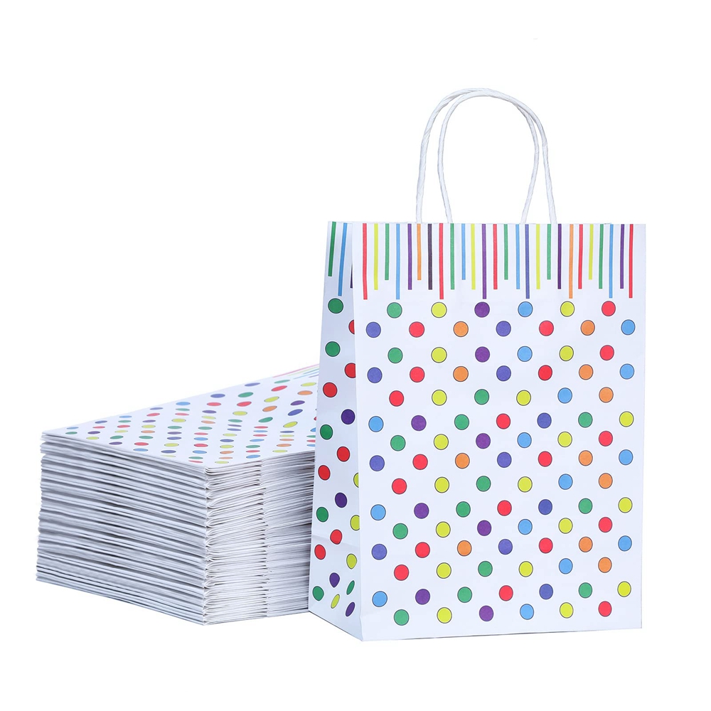 Color CMYK 4 Color Offset Printing Twist Kraft Shopping Paper Bag With Your Own Logo
