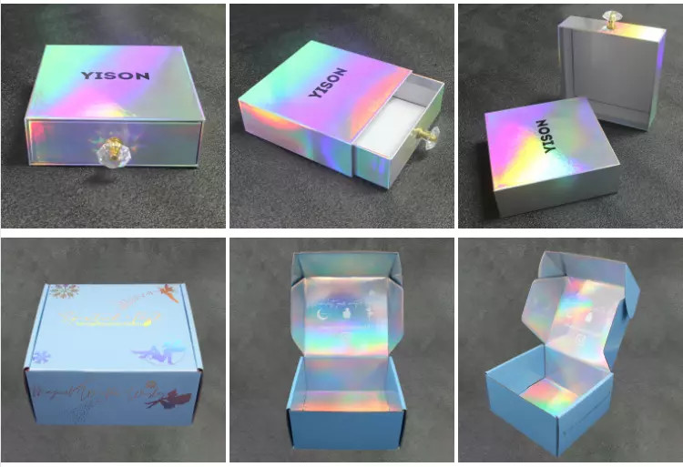 Luxury Glitter Iridescent Paper Cosmetic Gift Packaging Boxes