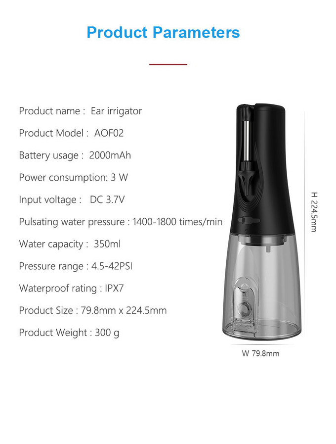 3 Working Modes IPX7 Waterproof Electric Portable Ear Cleaner