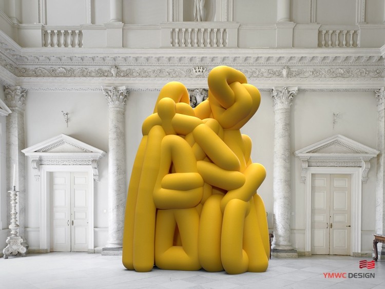 Custom Printing SCULPTURE Abstract Intertwining Metal Sculpture with Complex Structure