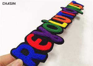 Quality Greek Letter Chenille Embroidery Patches Felt Background Sewn Backing wholesale