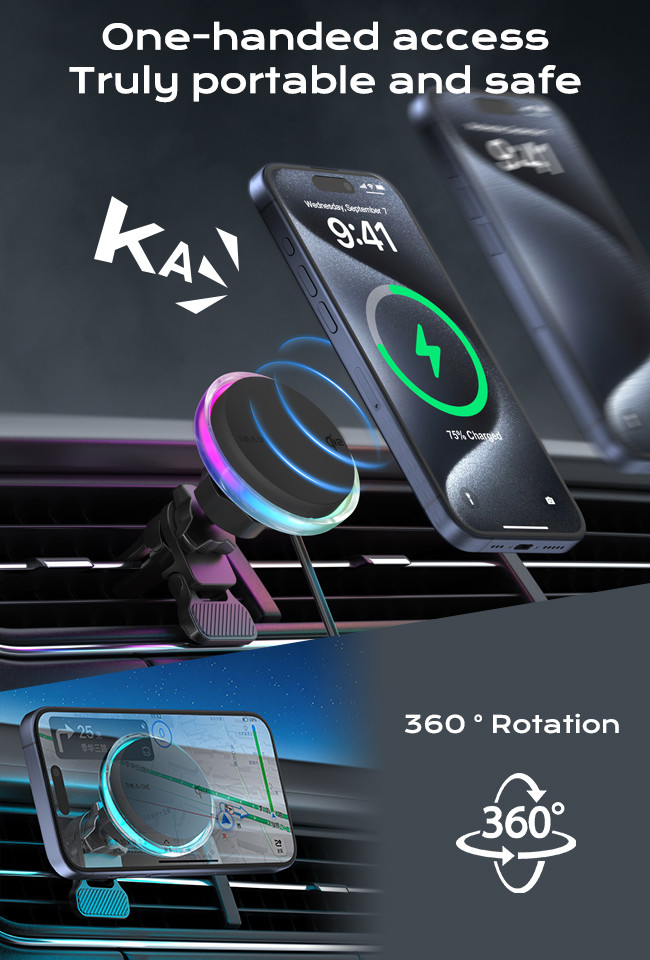 Silent Cooling Fan Iphone Car Charger With Crystal Texture And Multiple Lighting Modes