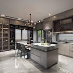 Eco-Friendly Navy Blue Kitchen Cabinet with Wall Mounted Unit and Acrylic Door
