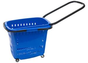 Quality Blue 55L Shopping Basket With Wheels For Grocery , 4 Wheel Shopping Baskets With Handles wholesale