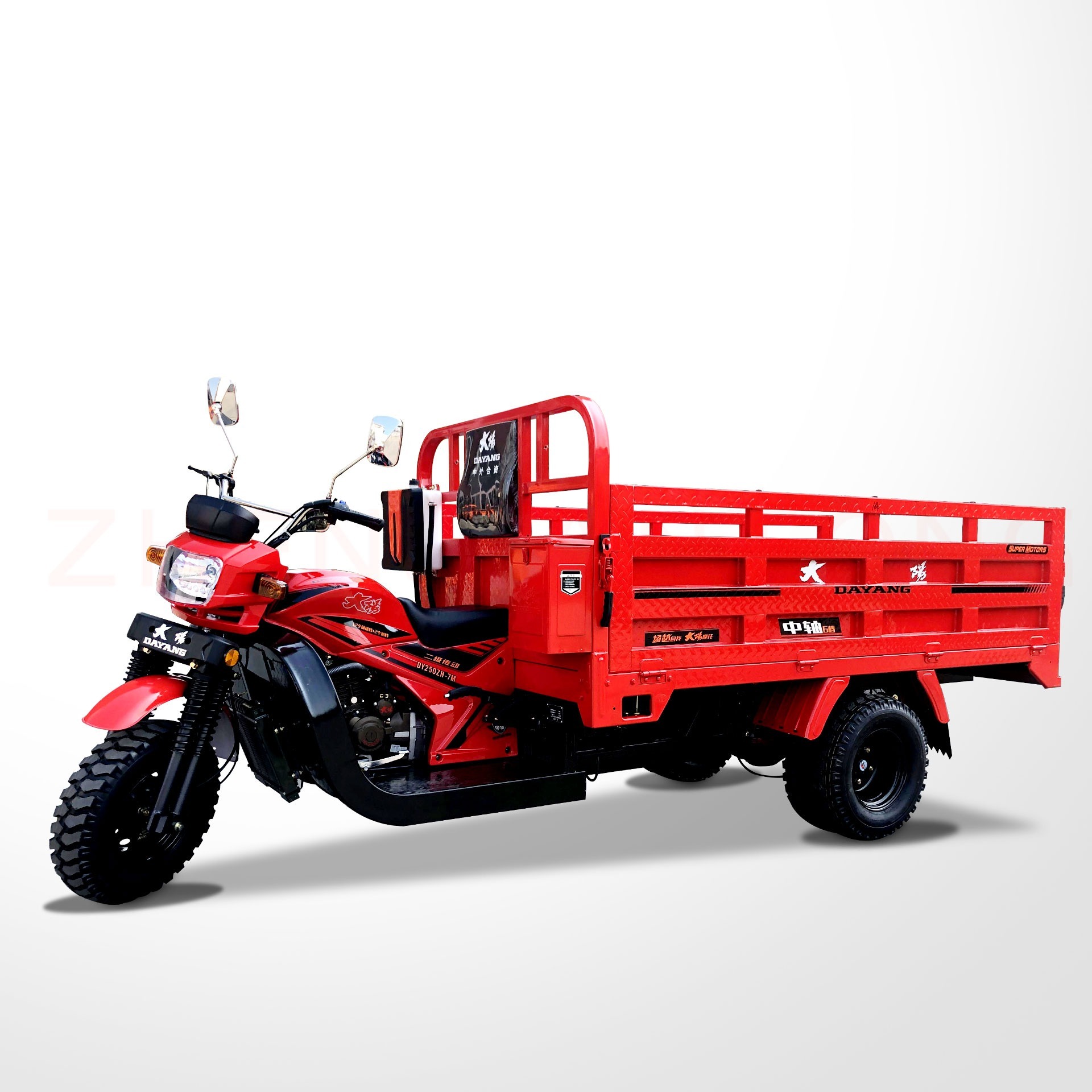 DAYANG 300cc Motorcycle Tricycle 5 3 Rear Spring Leafs Open Body Type Red Cargo Adult