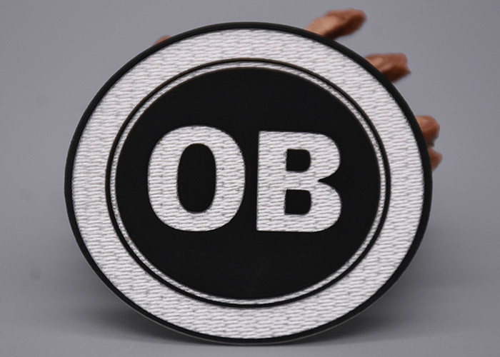 White Tatami Fabric Printed Labels With Black Silicone Logo For Garments